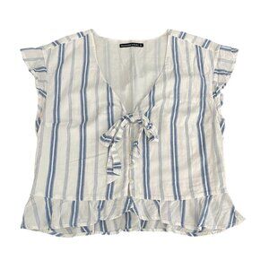 Abercrombie & Fitch Blue and White Striped Blouse